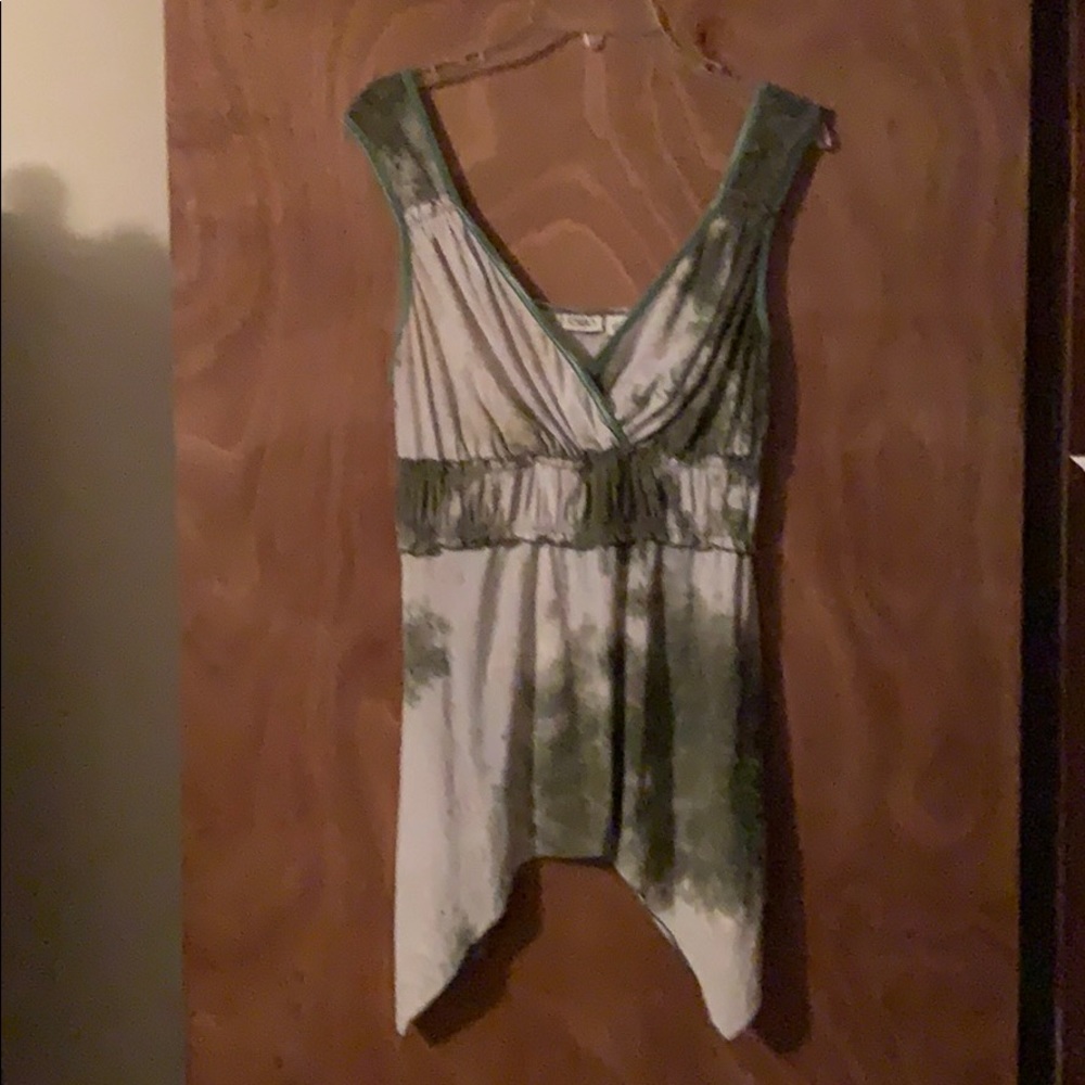 Green and white top